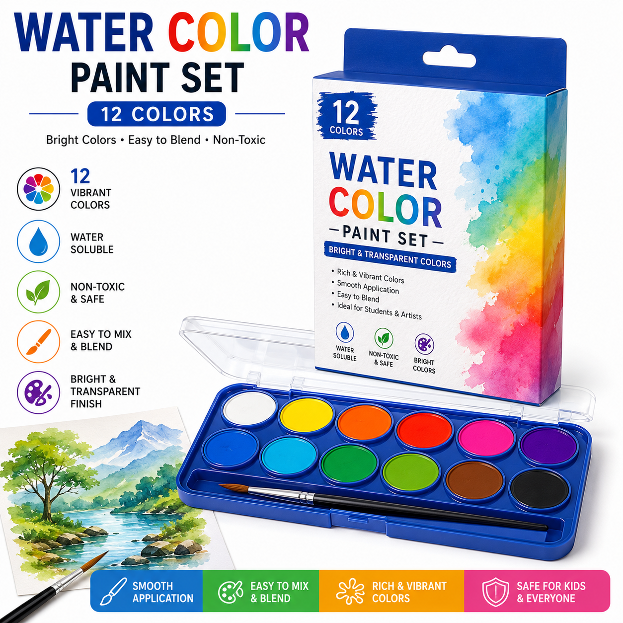 Water Color Paint Set 12 Colors