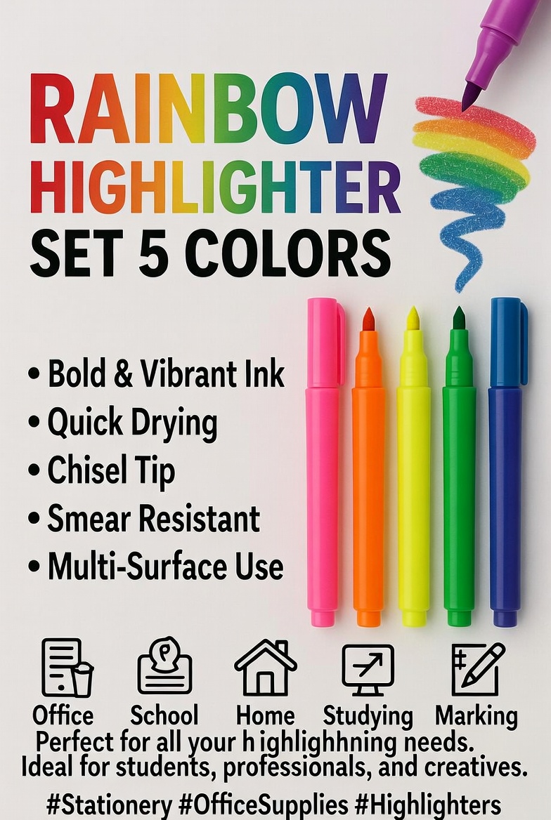 Rainbow Highlighter Set 5 Colors