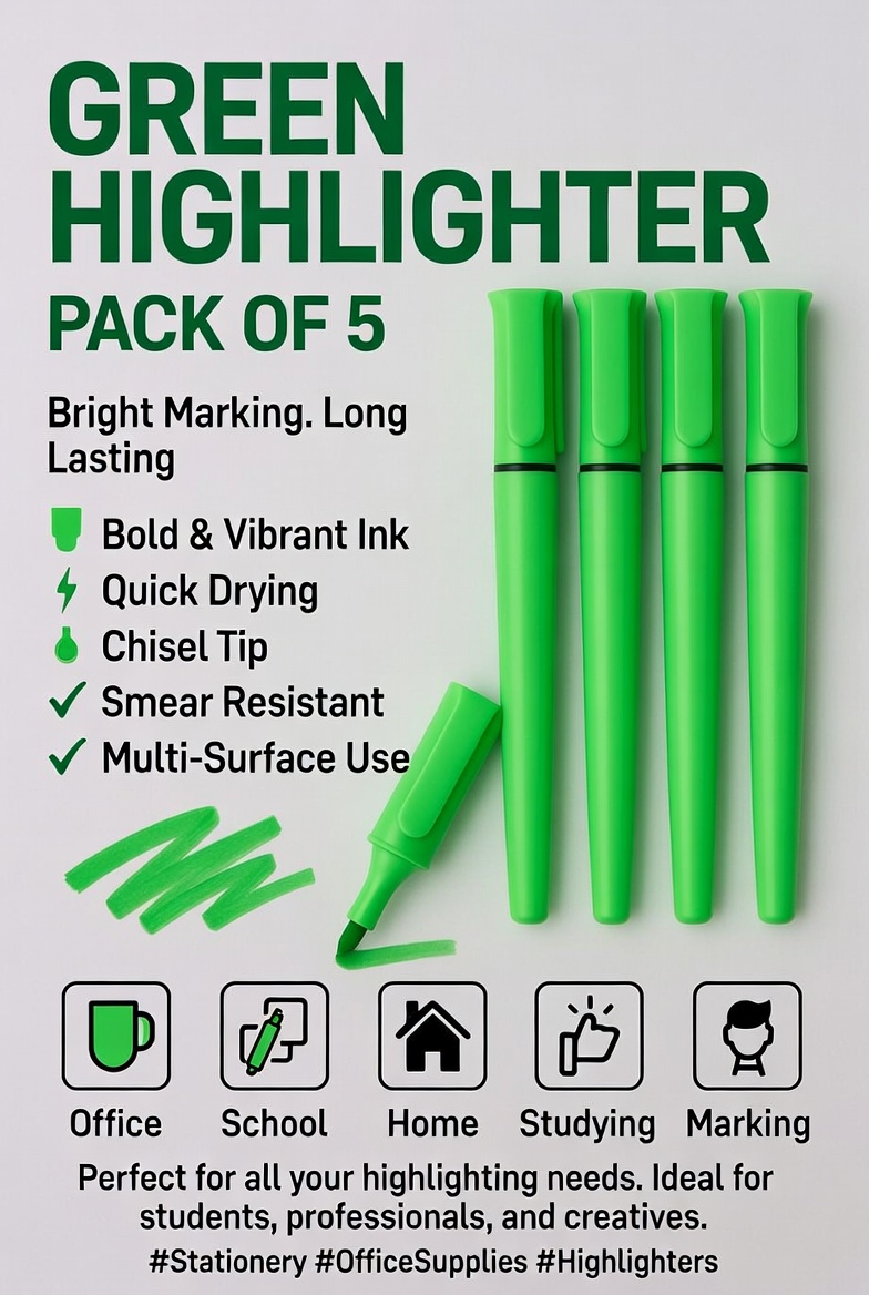 Green Highlighter (Pack of 5)