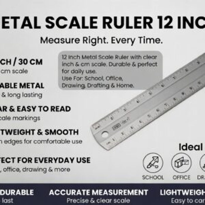 Metal Scale Ruler 12 Inch