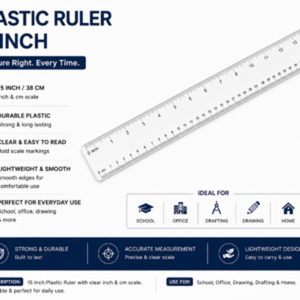 Plastic Ruler 15 Inch