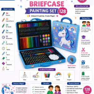 BLUE UNICORN BRIEFCASE PAINTING SET 128