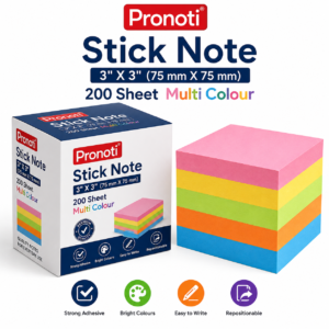 Stick Note 3" X 3" (75 mm X 75 mm) 200 Sheet Multi Colour Pronoti Brand
