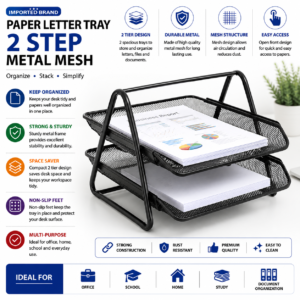 Paper Letter Tray 2 Step Plastic Design Brand Black Color
