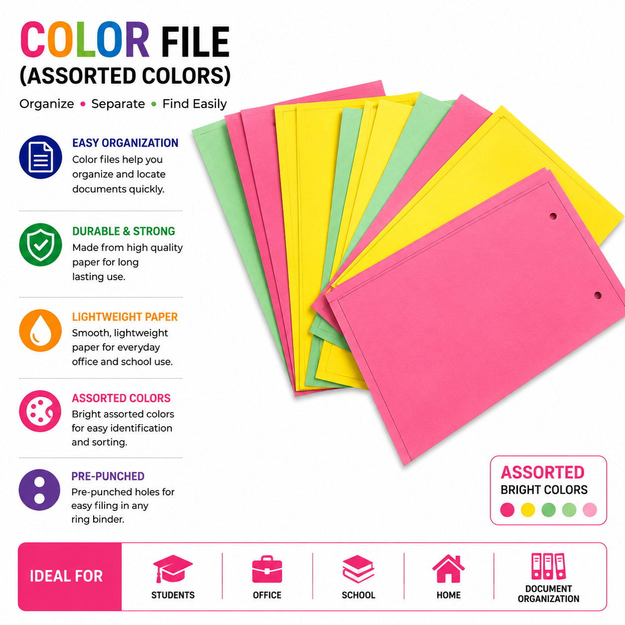 File Separator Half Card 9 X 4 Color MultiColor