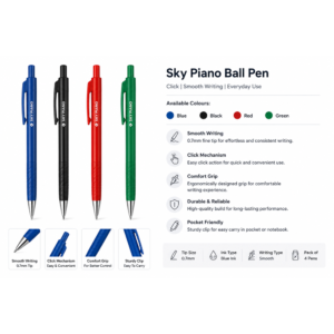 Ball Pen Click Sky Piano Brand Blue Black Red Green Color