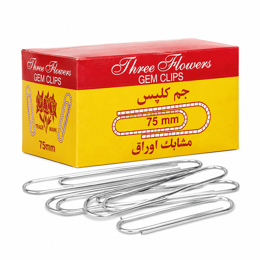 Gem Clips 75MM Three Flower Brand Silver Colour
