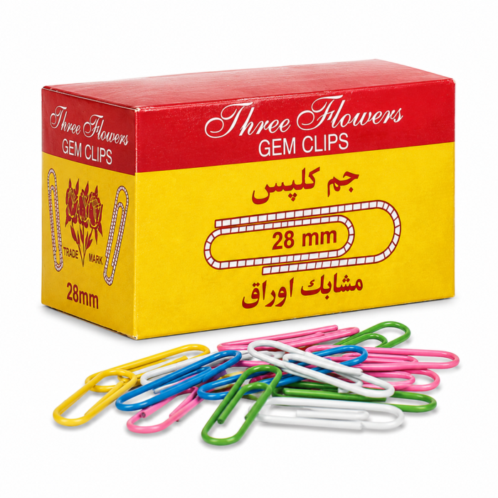 Gem Clips 28 MM Three Flower Brand  Mix Colour