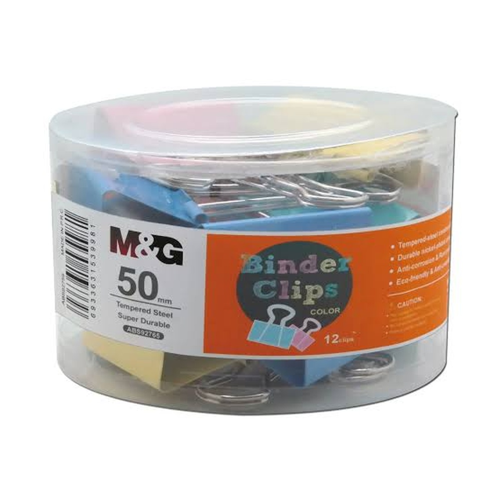 Binder Doc Clip Mix Colour (51mm) 12 Each Box ABS92765 M & G Brand