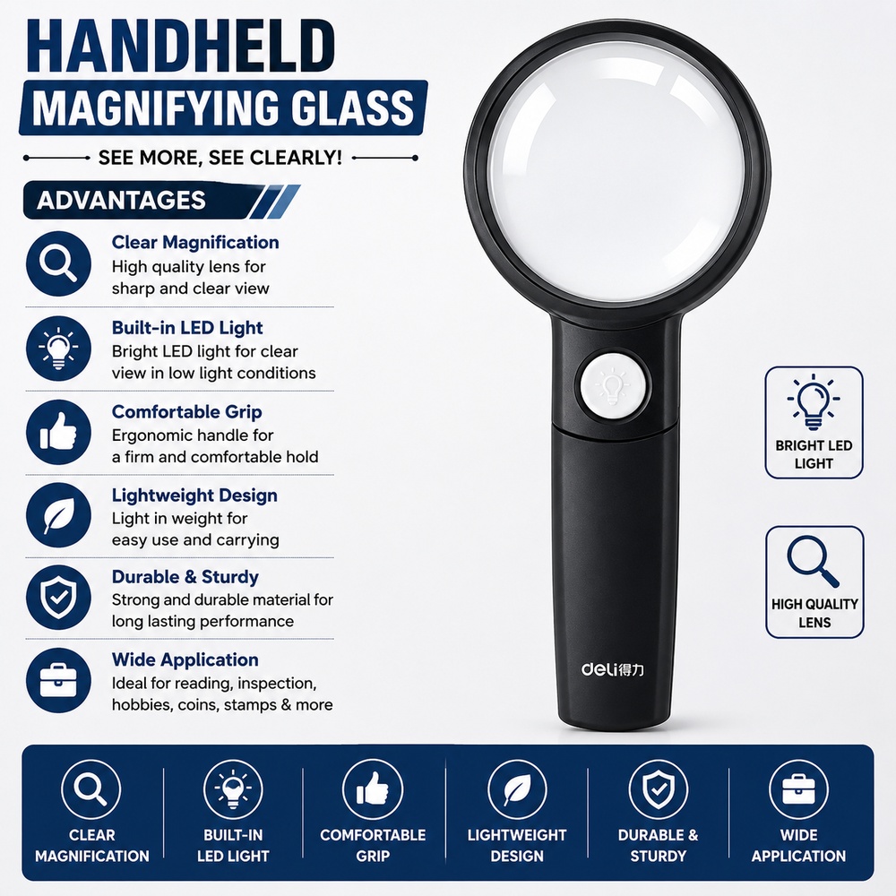 Magnifying Glass 50 mm 3X Deli Brand E9092