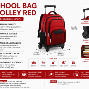 School Bag Trolley Red