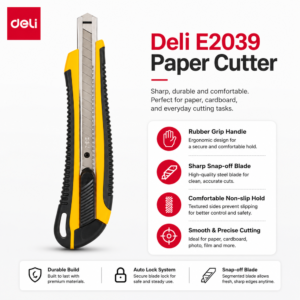 Paper Cutter Rubber Grip Deli E2039