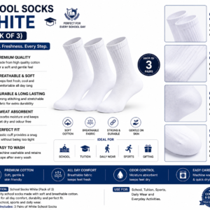 School Socks White (Pack of 3)