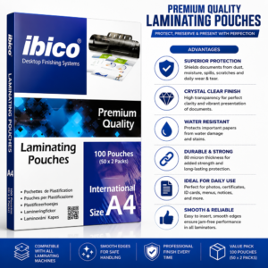 Ibico Premium Laminating Pouches 80 Microns Full Skip 50 Each Packet
