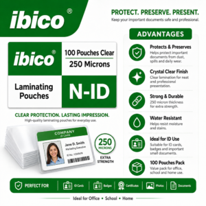 IBICO Lamination 100 Pouch N-ID 250 Microns Green Box