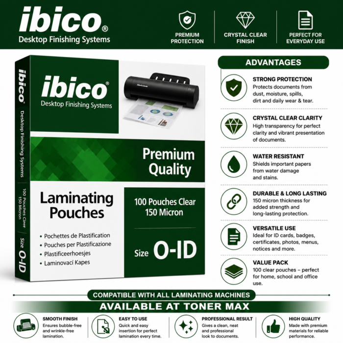 IBICO Lamination 100 Pouch O-ID 150 Microns Green Box