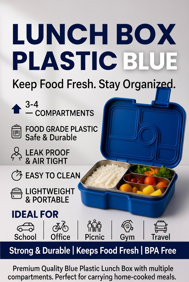 Lunch Box Plastic Blue