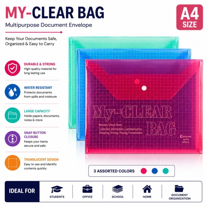 MY Clear Bags With Button Full Skip Size Normal Brand