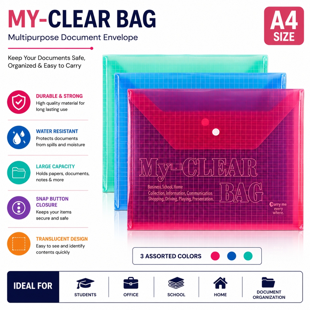 MY Clear Bags With Button Full Skip Size Normal Brand