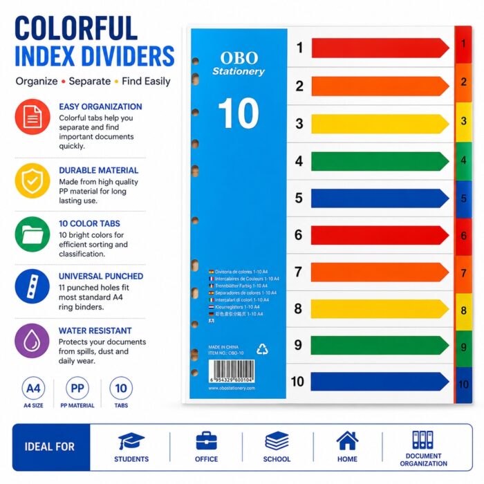 File Separator 1-10 Number Plastic Set Imported Brand