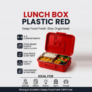 Lunch Box Plastic Red