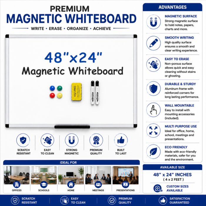 White Writing Board 24" X 48"(2ft X 4Ft)