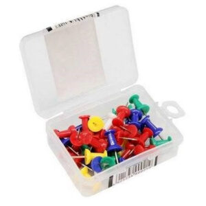 Thumb Push Pin Multi Color 40 Each Plastic Box