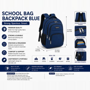 School Bag Backpack Blue
