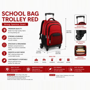 School Bag Trolley Red