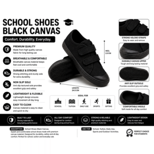 School Shoes Black Canvas