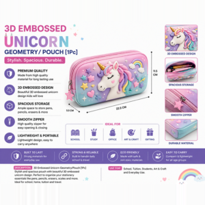 3D Embossed Unicorn Geometry/Pouch [1Pc]