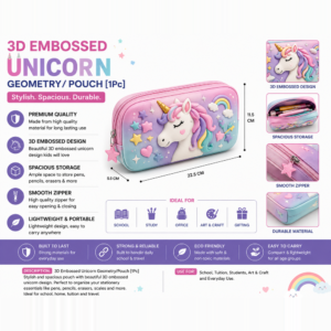 3D Embossed Unicorn Geometry/Pouch [1Pc]